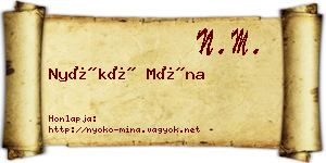 Nyókó Mína névjegykártya